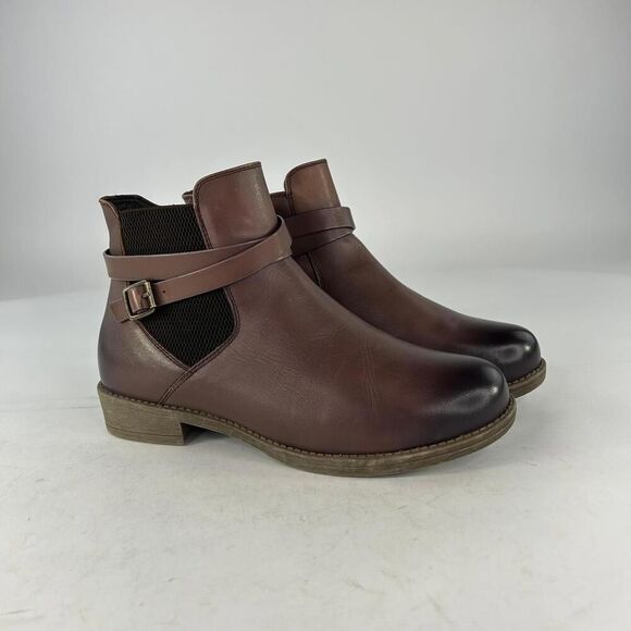 Propet Women's Tatum Boots US 9 Dark Burgandy Pull-On Side Zip Ankle Booties - Picture 4 of 13